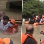 Assam Floods: Man Braves Flood Waters To Greet CM Himanta Biswa Sarma With a ‘Gamusa’ (Watch Video)